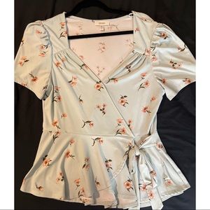 Floral Mint Peplum Top